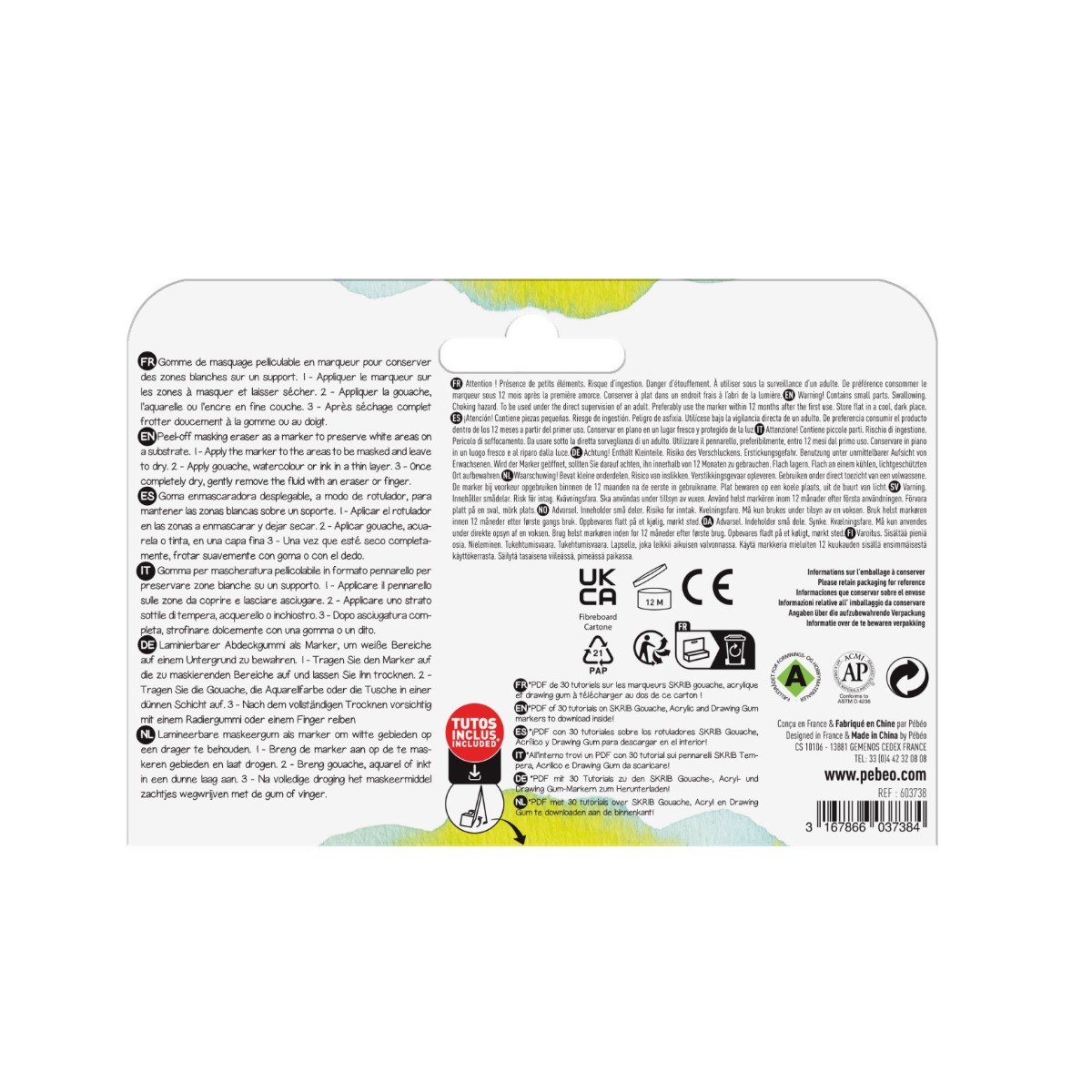 Pébéo MARQUEUR DRAWING GUM ENFANT Vue de dos