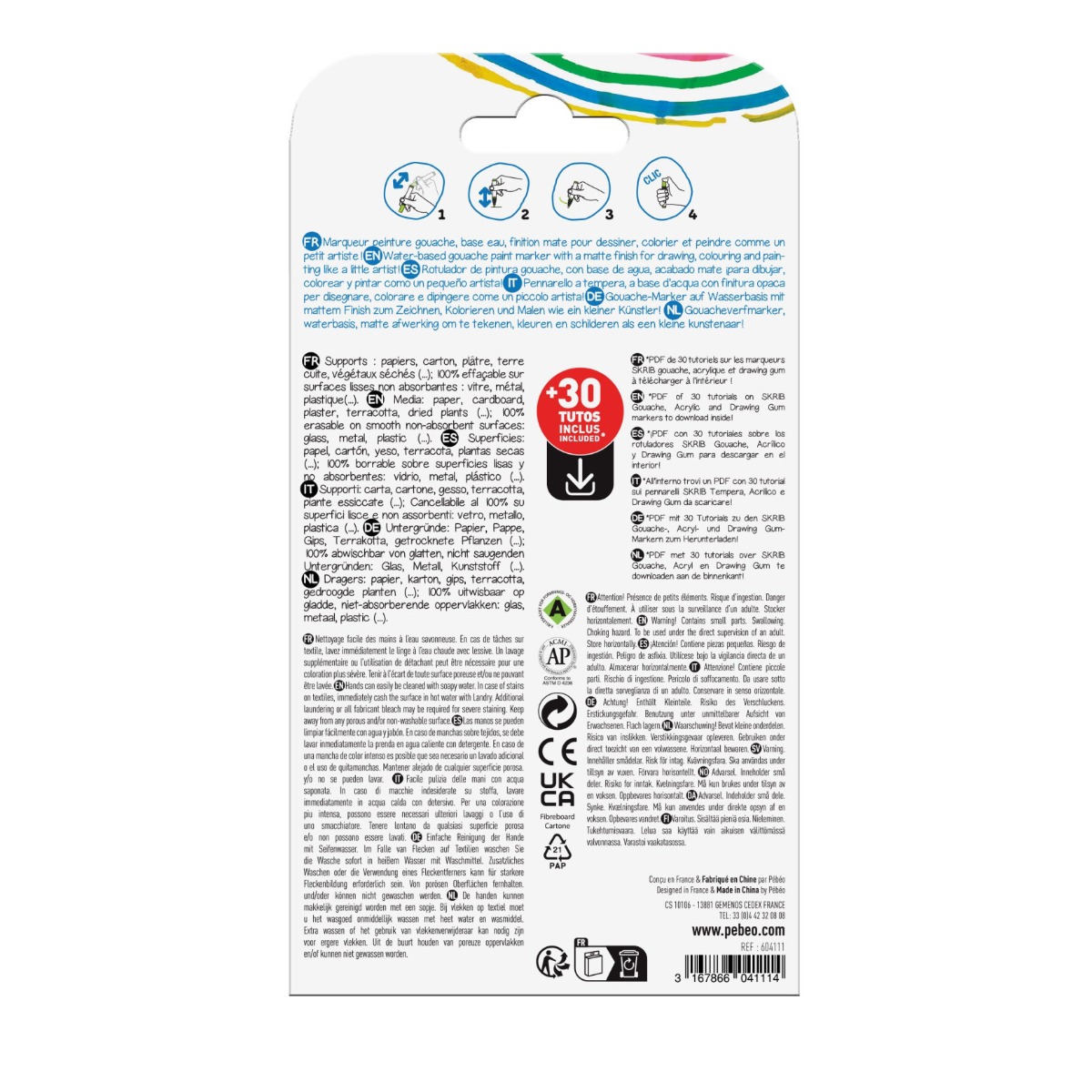 Pébéo SET DE 6xSKRIB GOUACHE Vue de dos