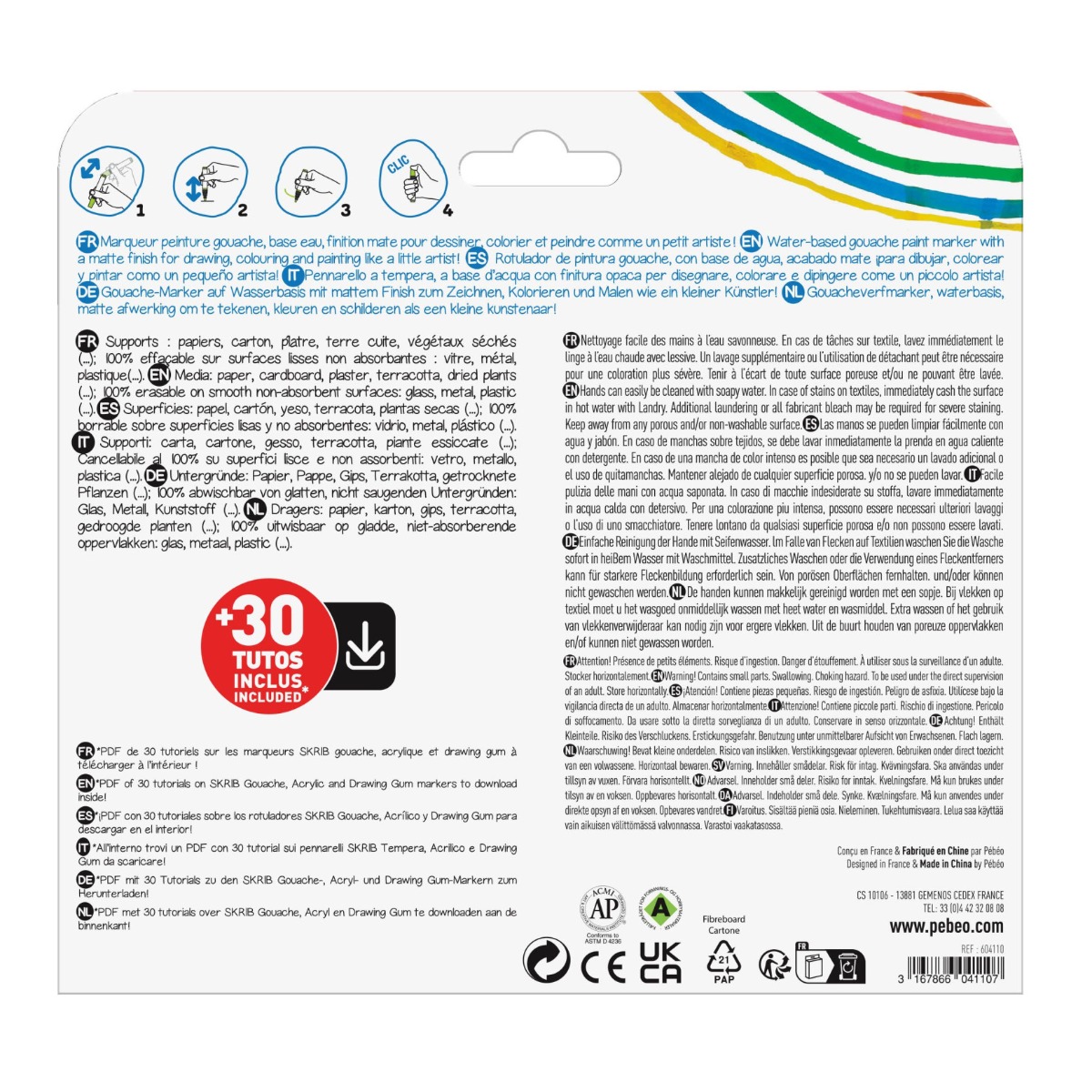 Pébéo SET DE 12xSKRIB GOUACHE Vue de dos
