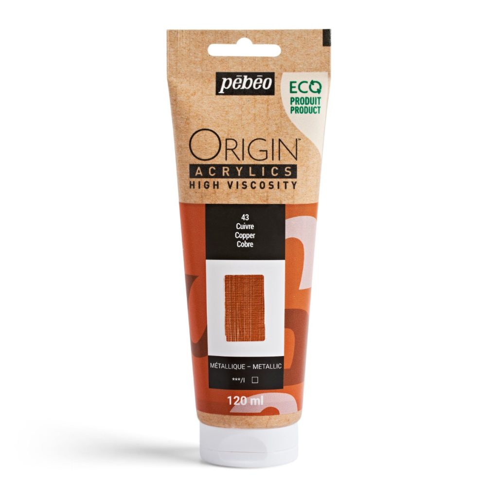 Pébéo Peinture Acrylique Éco conçue ORIGIN ACRYLICS 120 ML CUIVRE Vue de face