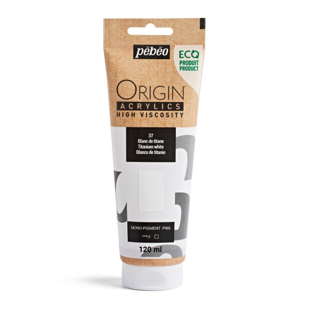 Pébéo Peinture Acrylique Éco conçue ORIGIN ACRYLICS 120 ML BLANC DE TITANE Vue de face