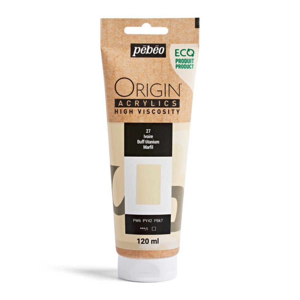 Pébéo Peinture Acrylique Éco conçue ORIGIN ACRYLICS 120 ML IVOIRE Vue de face