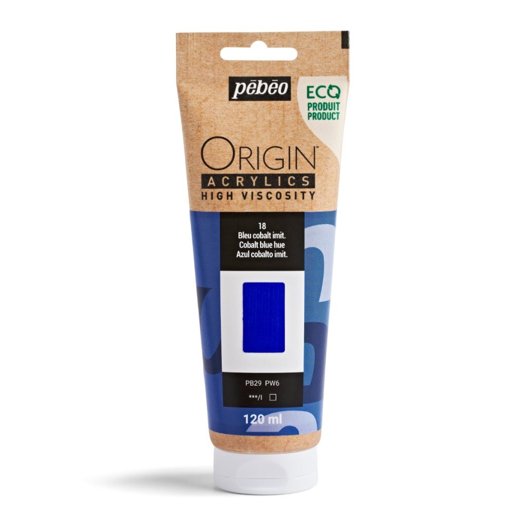 Pébéo Peinture Acrylique Éco conçue ORIGIN ACRYLICS 120 ML BLEU COBALT IMITATION Vue de face