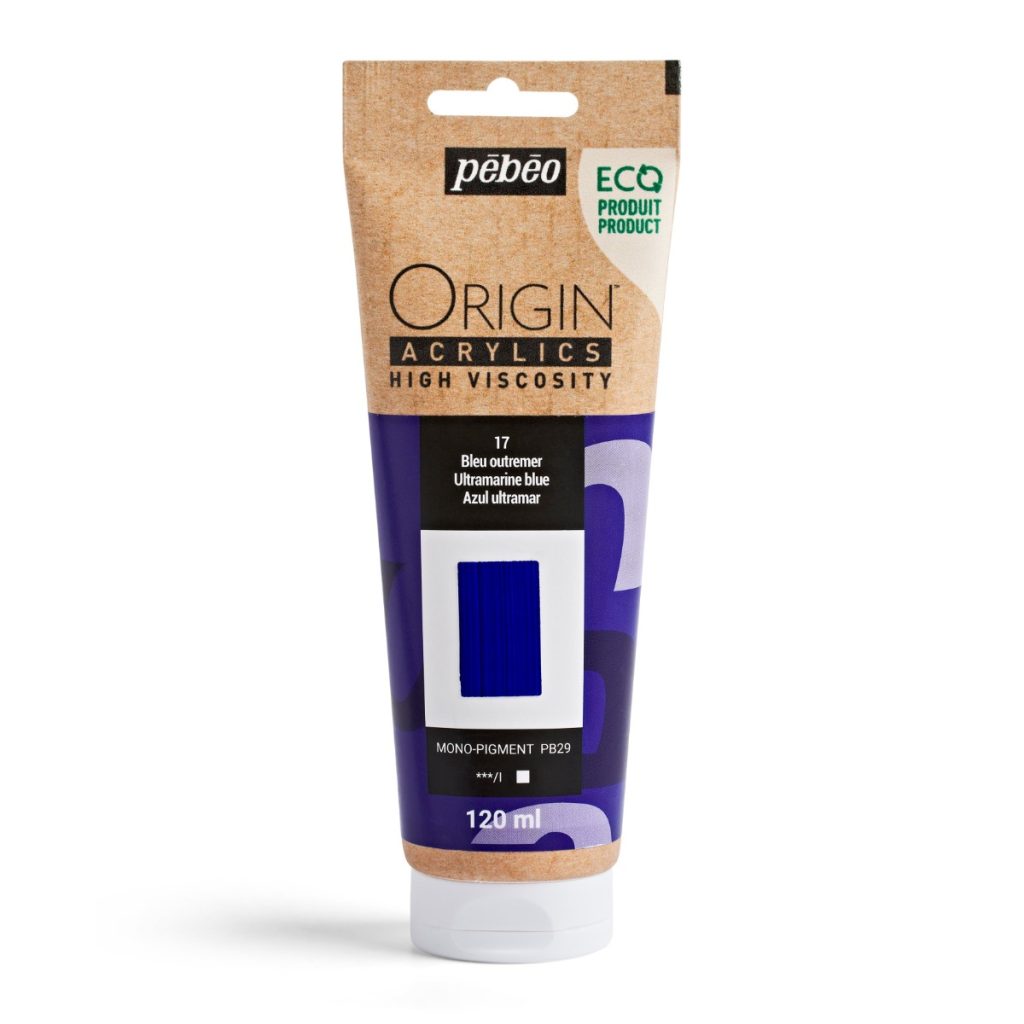Pébéo Peinture Acrylique Éco conçue ORIGIN ACRYLICS 120 ML BLEU OUTREMER Vue de face