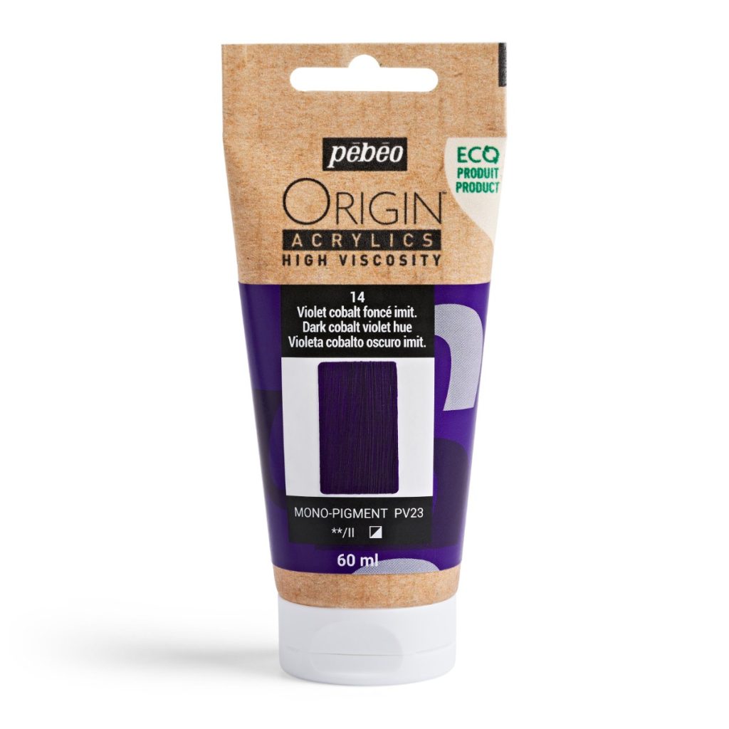 Pébéo Peinture Acrylique Éco conçue ORIGIN ACRYLICS 60 ML VIOLET COBALT FONCÉ IMITATION Vue de face