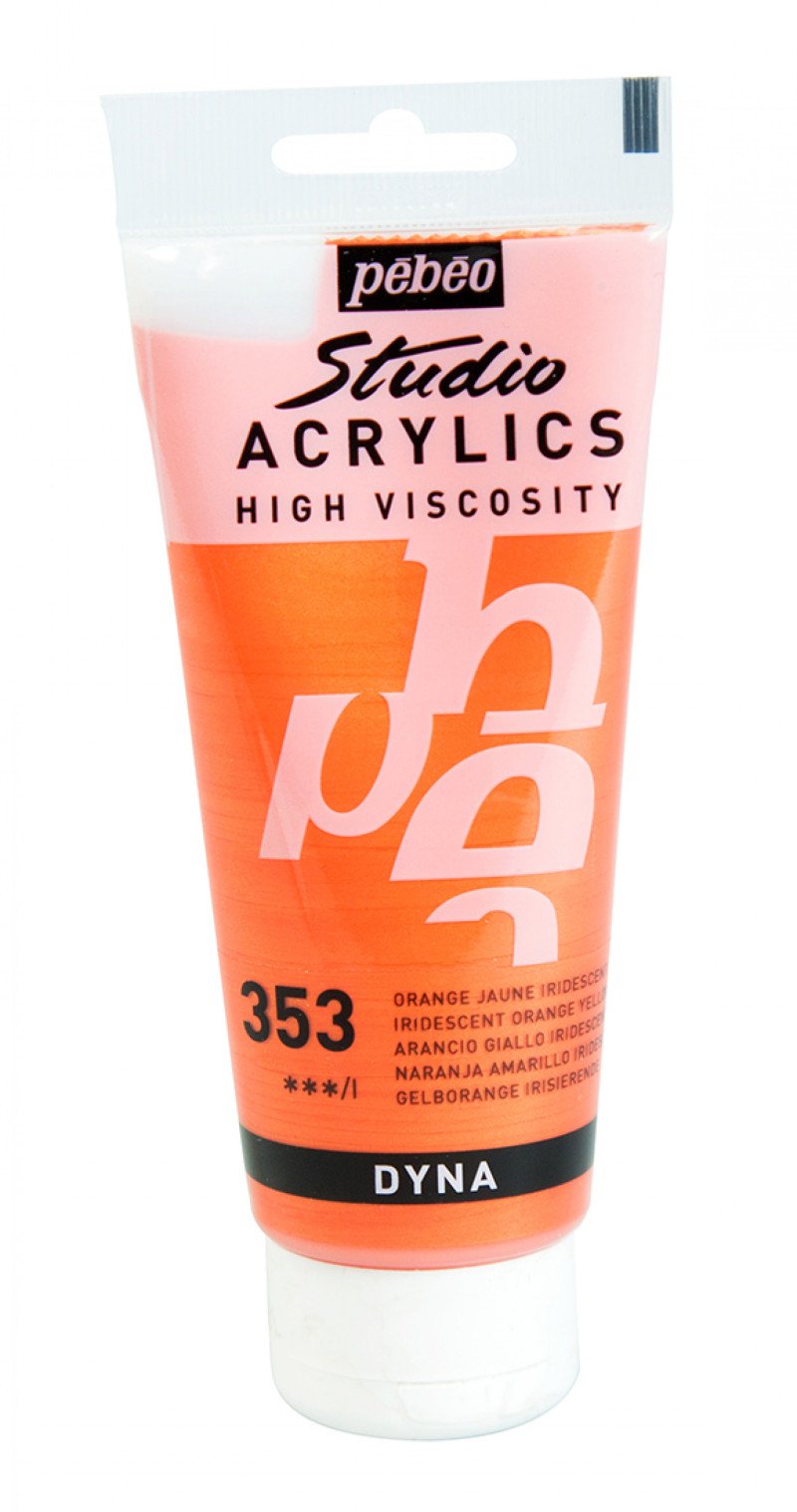 Pébéo Studio - Vernice Acrilica Alta Viscosità, Colore Arancione Fluorescente Trasparente, Tubo Da 100 Ml, Finitura Opaca Satinata, Per Tela, Legno E Mixed Media
