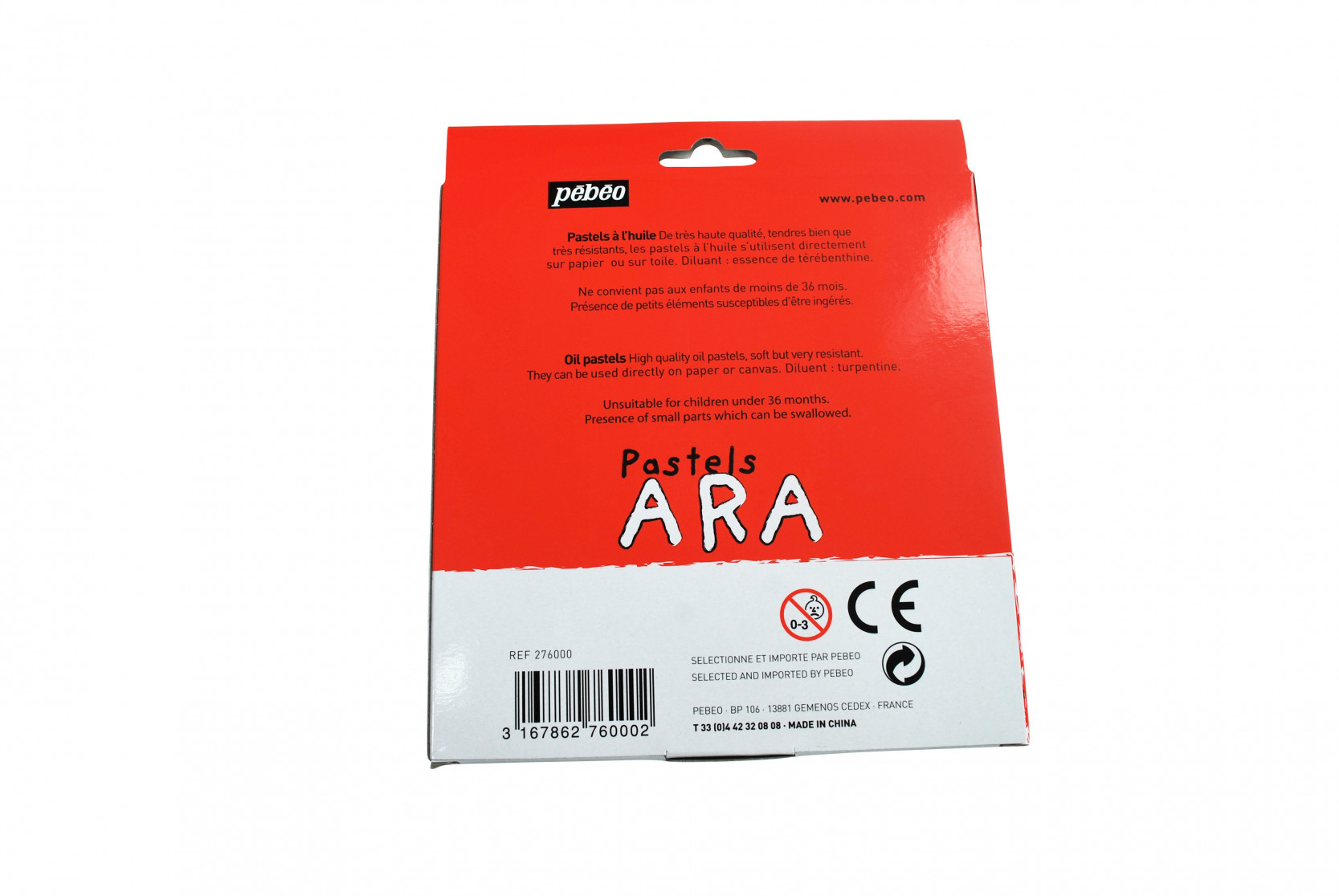 Pébéo PASTELS A L'HUILE ARA 24 PASTELS ASSORTIS Vue de dos