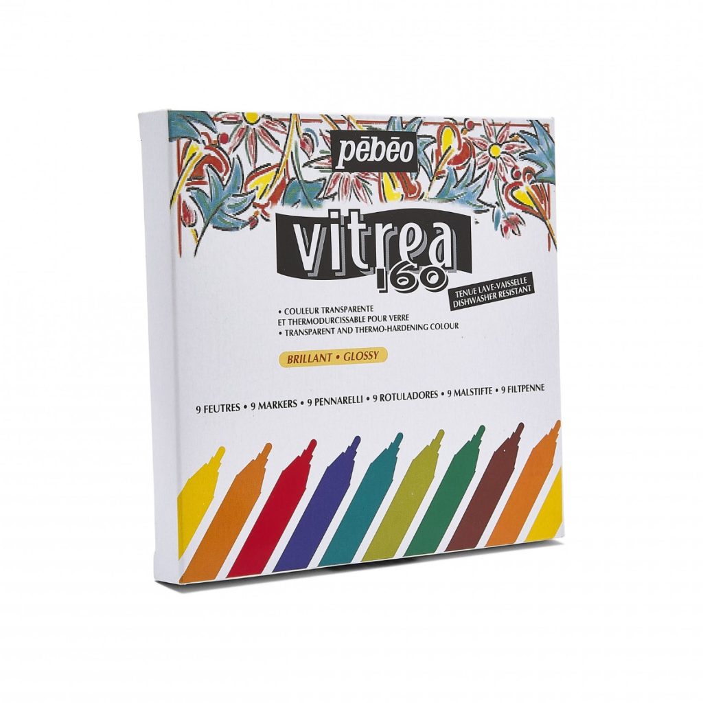 Pébéo Coffret Marqueur sur Verre VITREA 160 ETUI 9 FEUTRES BRILLANTS POINTE NORMALE ASSORTIS Vue de droite