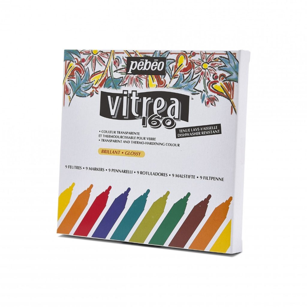 Pébéo Coffret Marqueur sur Verre VITREA 160 ETUI 9 FEUTRES BRILLANTS POINTE NORMALE ASSORTIS Vue de gauche