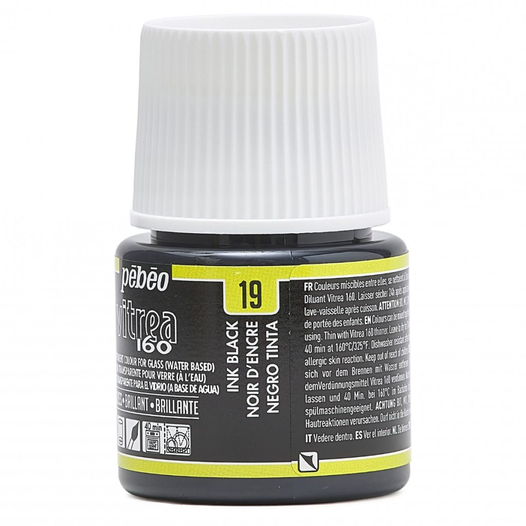 Pébéo Peinture sur Verre VITREA 160 BRILLANT 45 ML NOIR D'ENCRE Vue de gauche