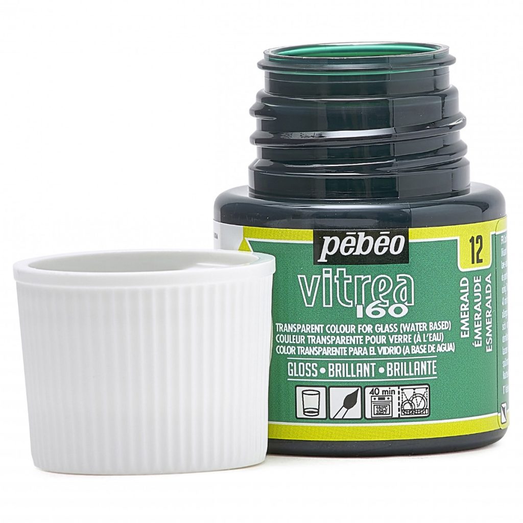 Pébéo Peinture sur Verre VITREA 160 BRILLANT 45 ML EMERAUDE Bouchon ouvert