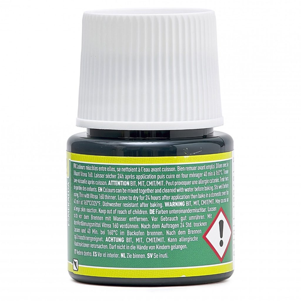 Pébéo Peinture sur Verre VITREA 160 BRILLANT 45 ML EMERAUDE Vue de dos