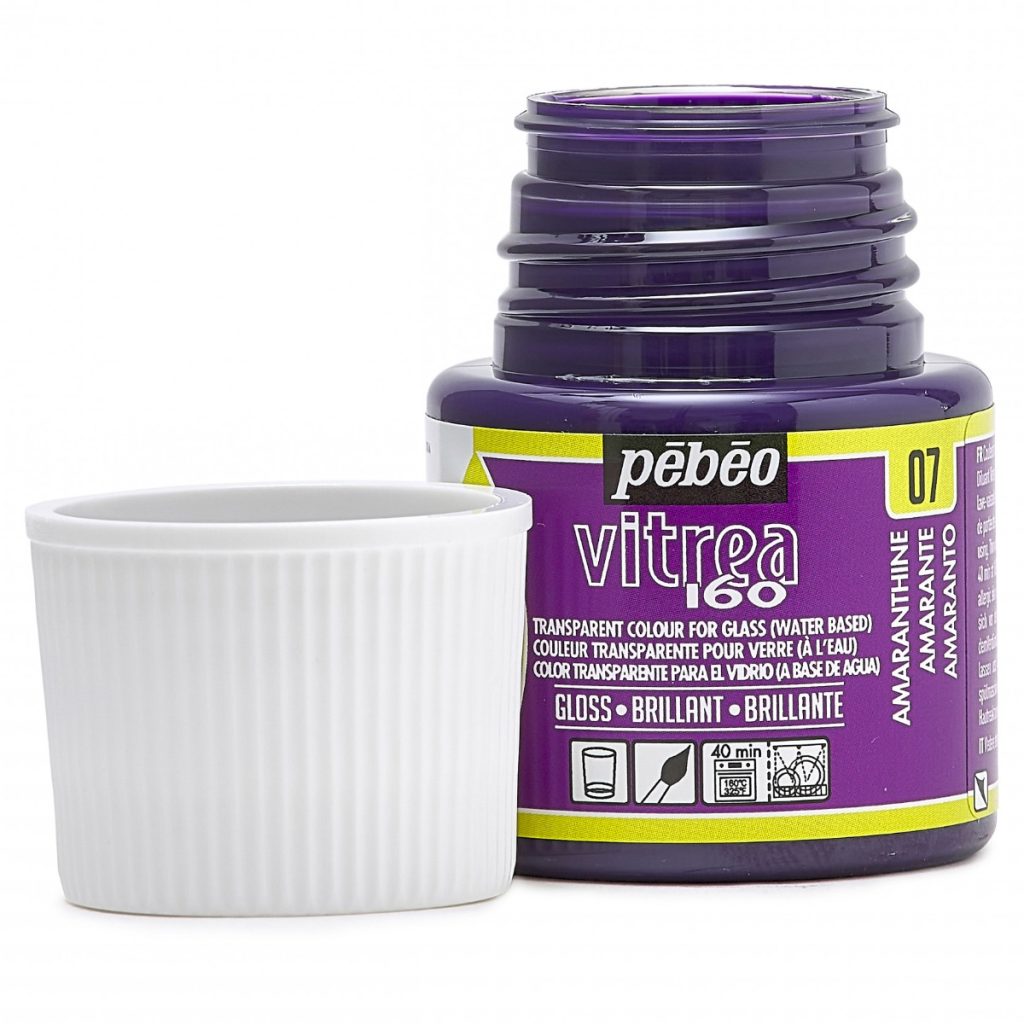 Pébéo Peinture sur Verre VITREA 160 BRILLANT 45 ML AMARANTE Bouchon ouvert