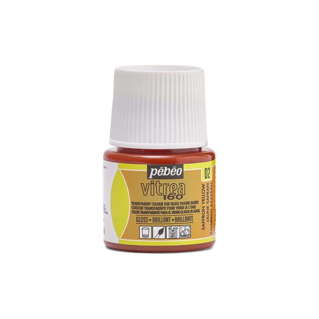 Pébéo Peinture sur Verre VITREA 160 BRILLANT 45 ML JAUNE SAFRAN Vue de face