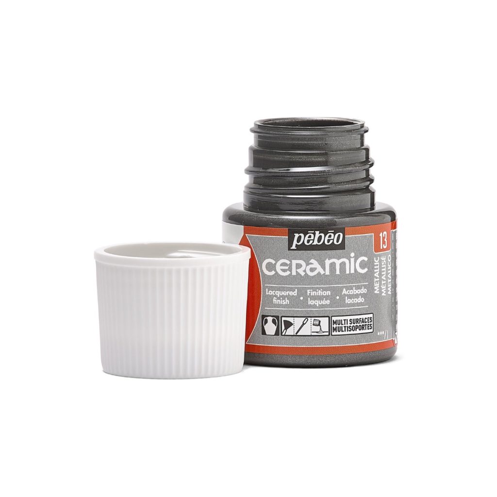 Pébéo Peinture sur Céramique CERAMIC 45 ML MÉTALLISÉ Bouchon ouvert