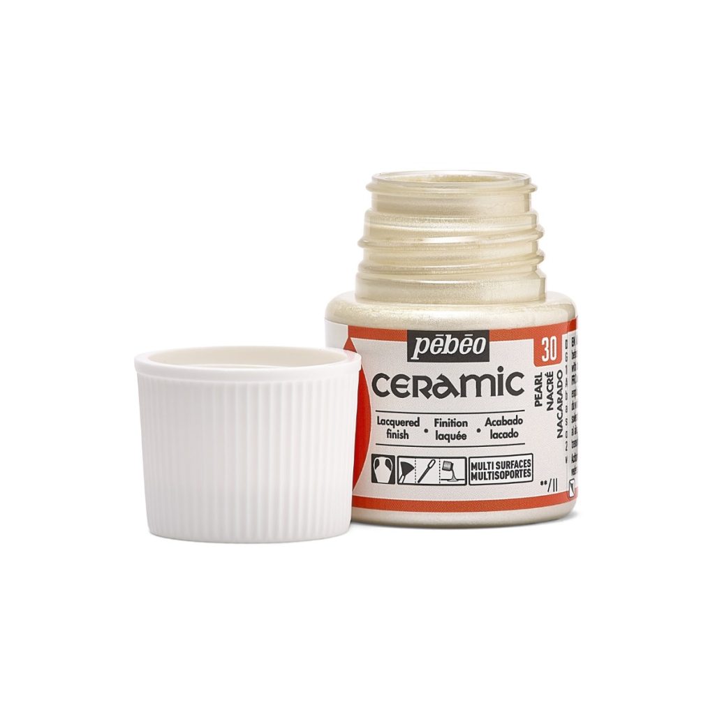 Pébéo Peinture sur Céramique CERAMIC 45 ML NACRE Bouchon ouvert