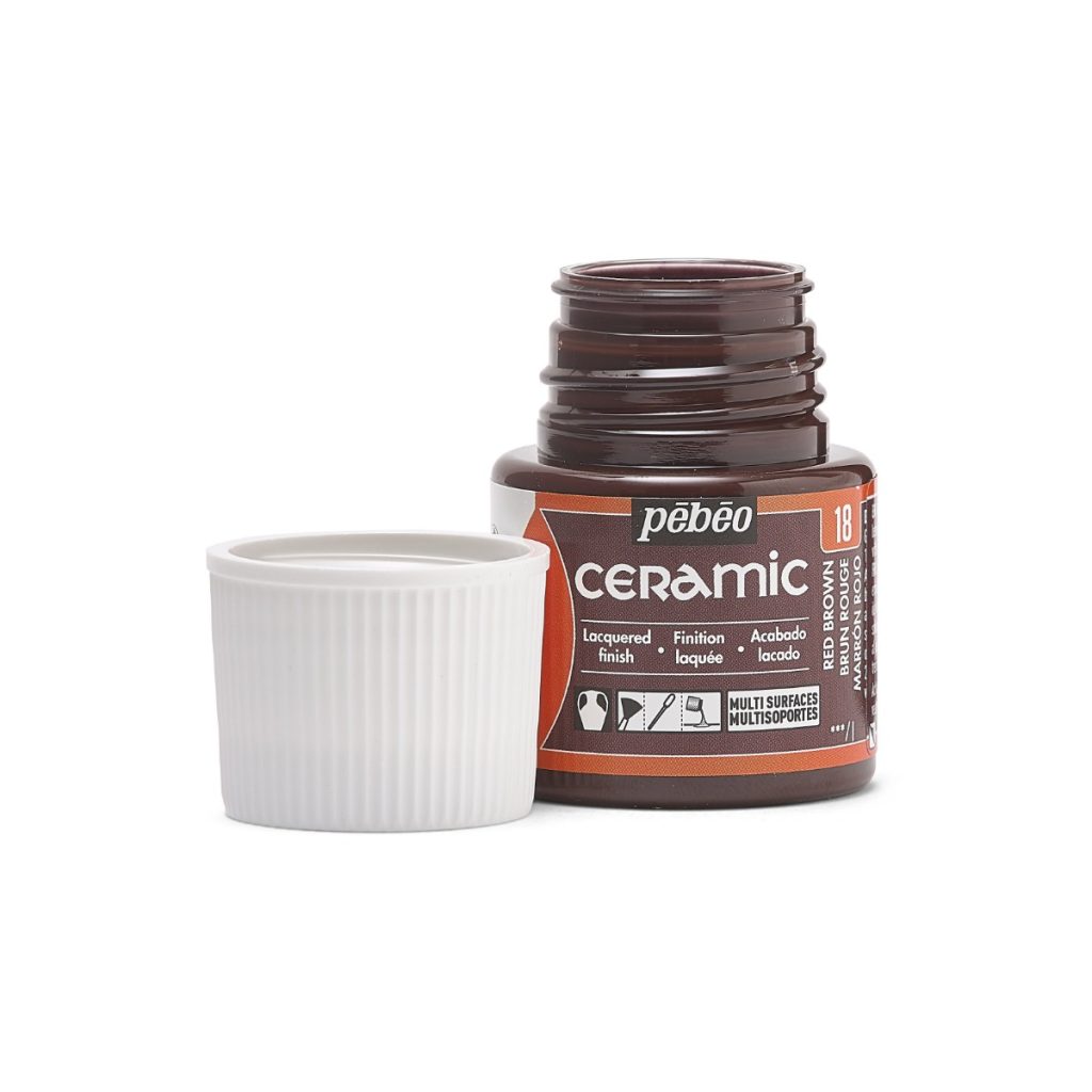 Pébéo Peinture sur Céramique CERAMIC 45 ML BRUN ROUGE Bouchon ouvert