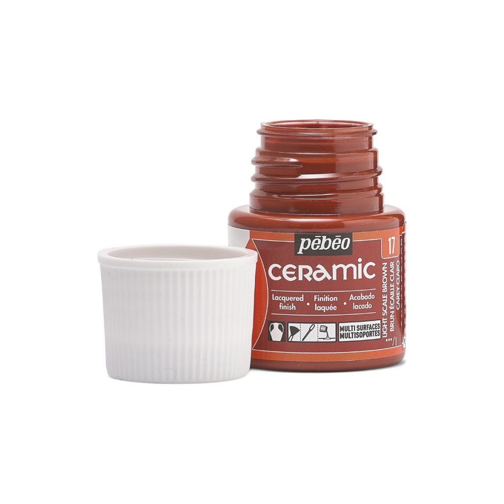 Pébéo Peinture sur Céramique CERAMIC 45 ML BRUN ÉCAILLE CLAIR Bouchon ouvert