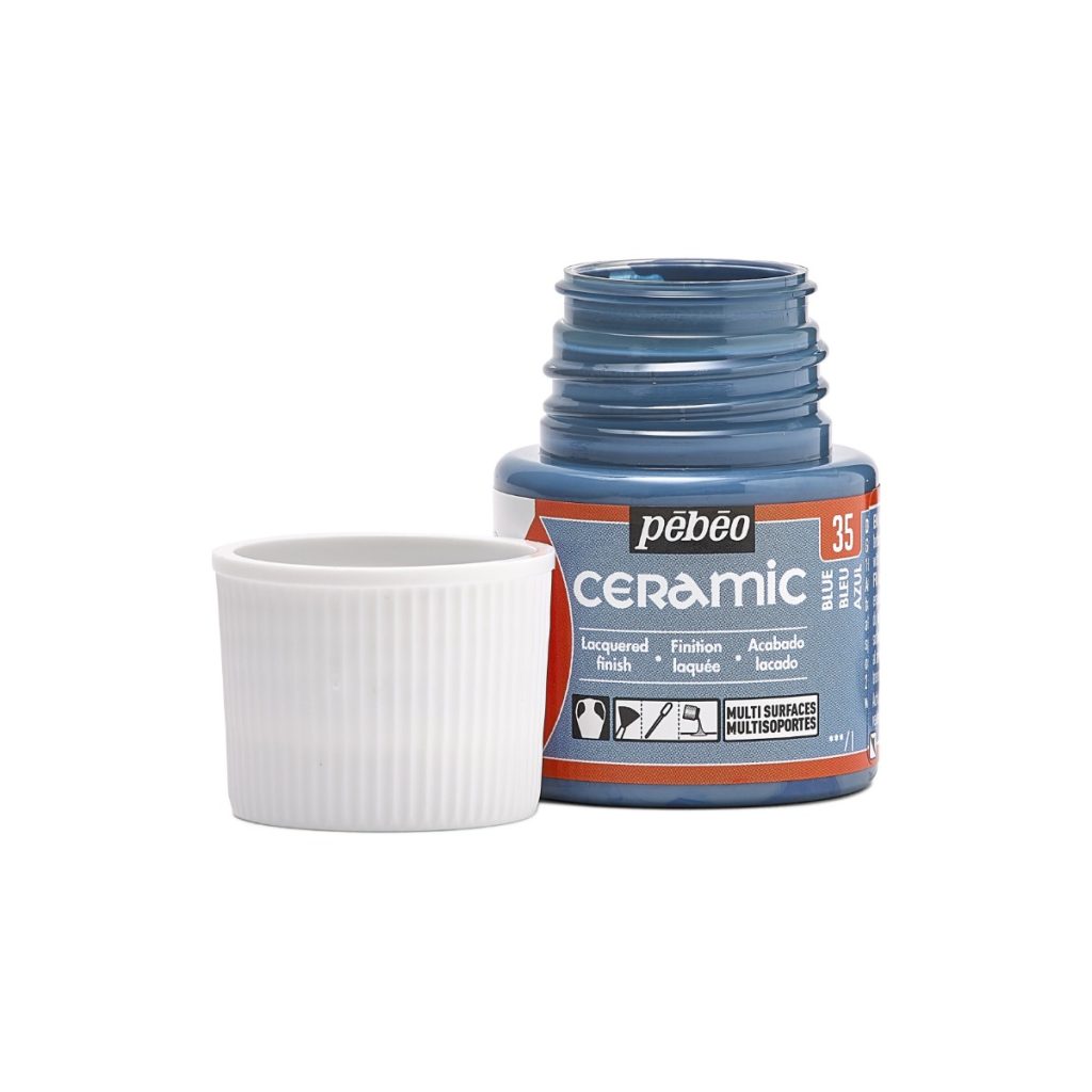 Pébéo Peinture sur Céramique CERAMIC 45 ML BLEU Bouchon ouvert