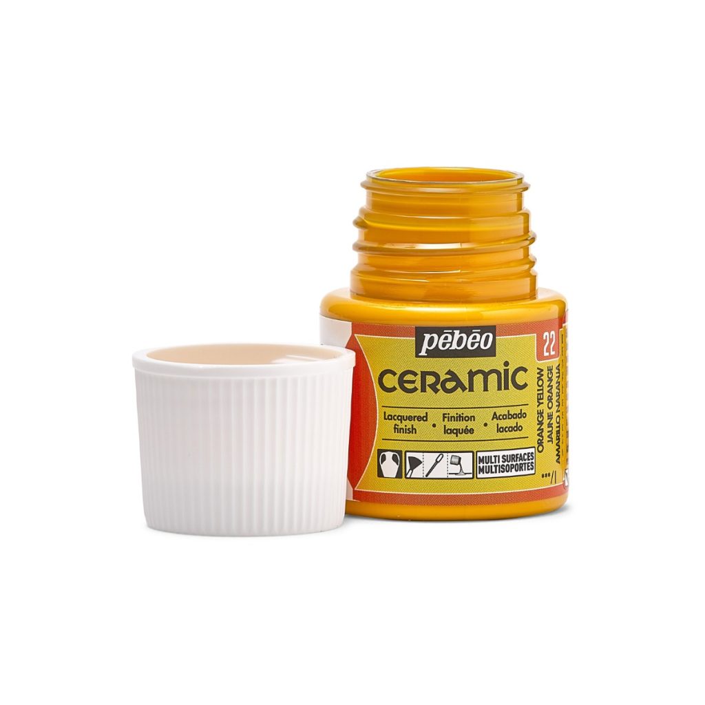 Pébéo Peinture sur Céramique CERAMIC 45 ML JAUNE ORANGE Bouchon ouvert