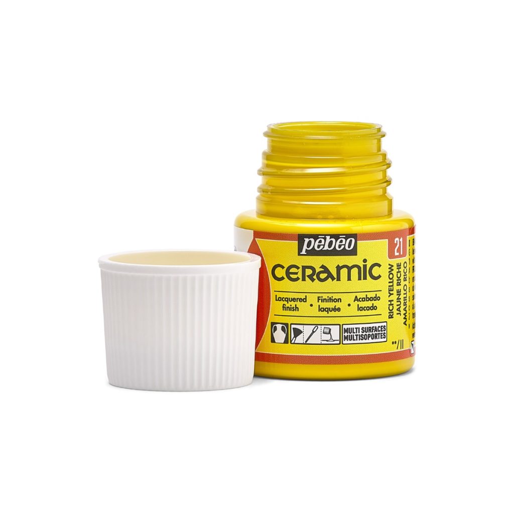 Pébéo Peinture sur Céramique CERAMIC 45 ML JAUNE RICHE Bouchon ouvert