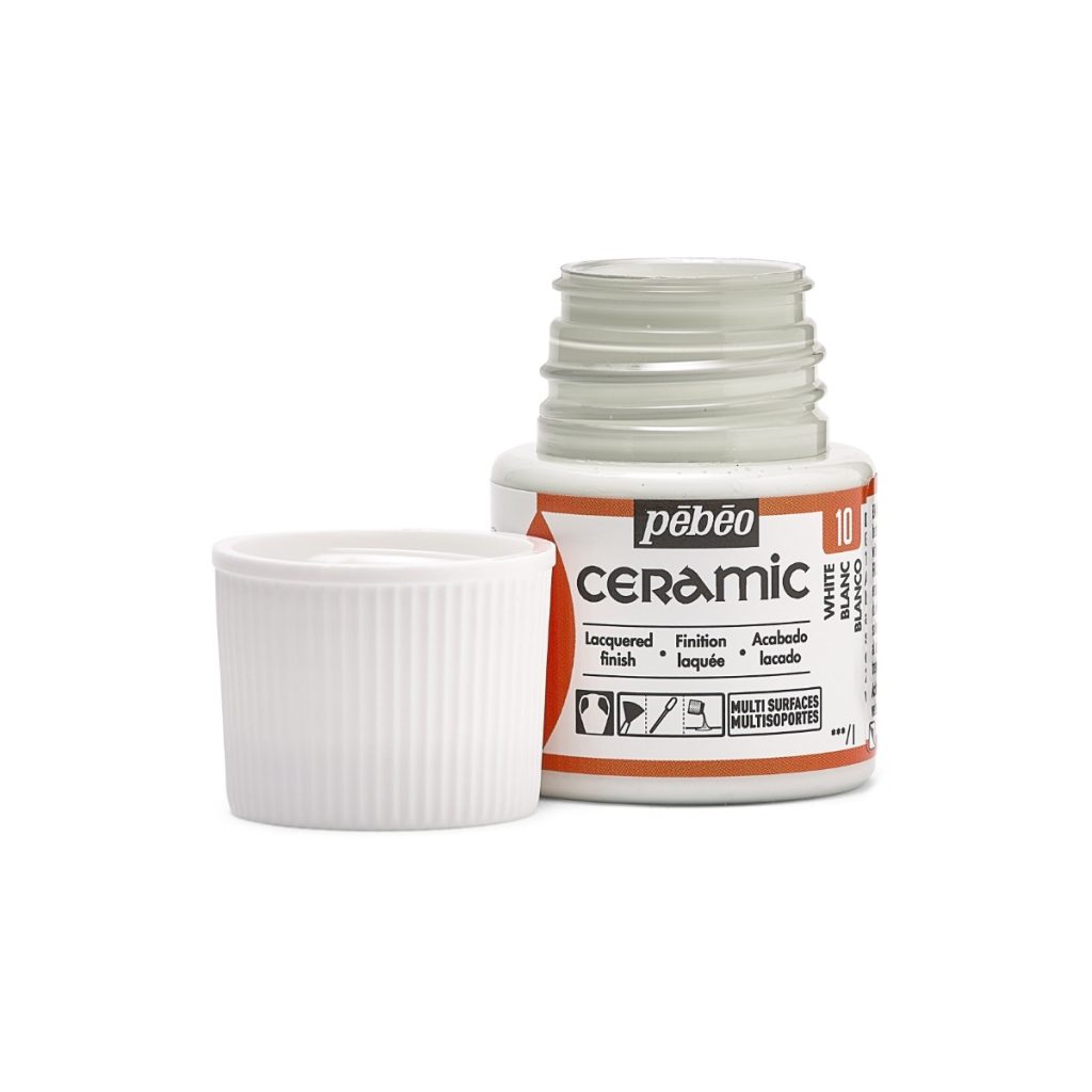 Pébéo Peinture sur Céramique CERAMIC 45 ML BLANC Bouchon ouvert