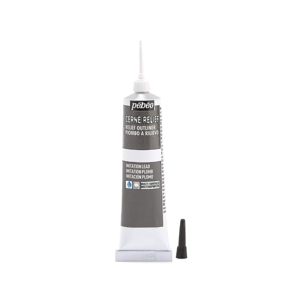 Pébéo Peinture Relief CERNE RELIEF 37 ML IMITATION PLOMB Bouchon ouvert