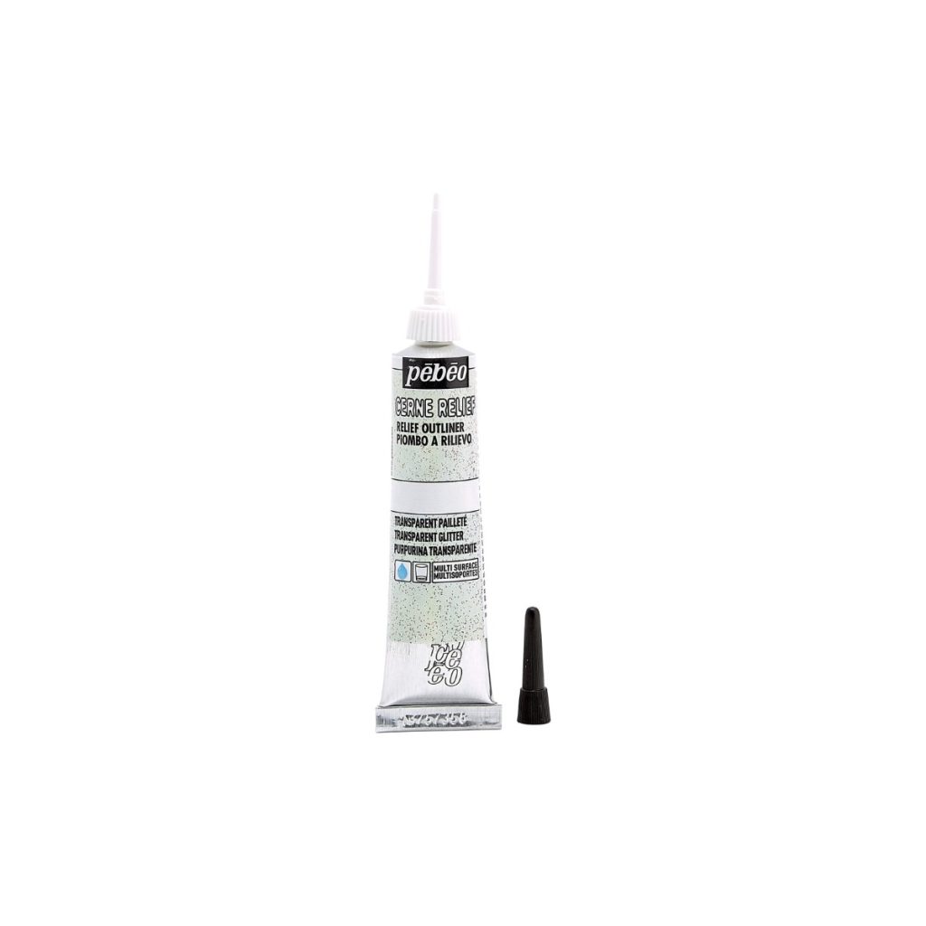 Pébéo Peinture Relief CERNE RELIEF 20 ML TRANSPARENT PAILLETE Bouchon ouvert