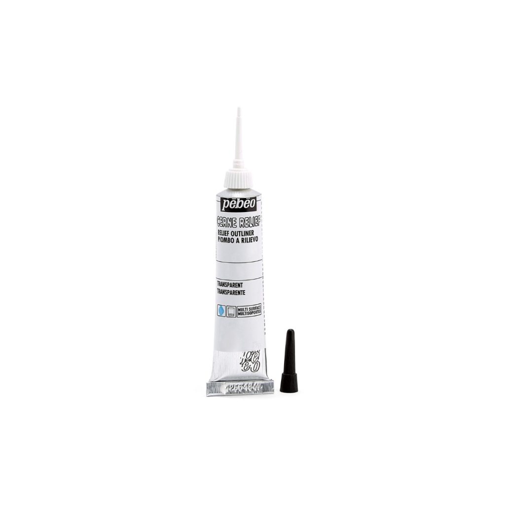Pébéo Peinture Relief CERNE RELIEF 20 ML TRANSPARENT Bouchon ouvert