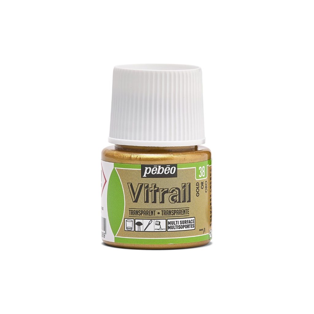 Pébéo Peinture sur Verre VITRAIL TRANSPARENT 45 ML OR Vue de face