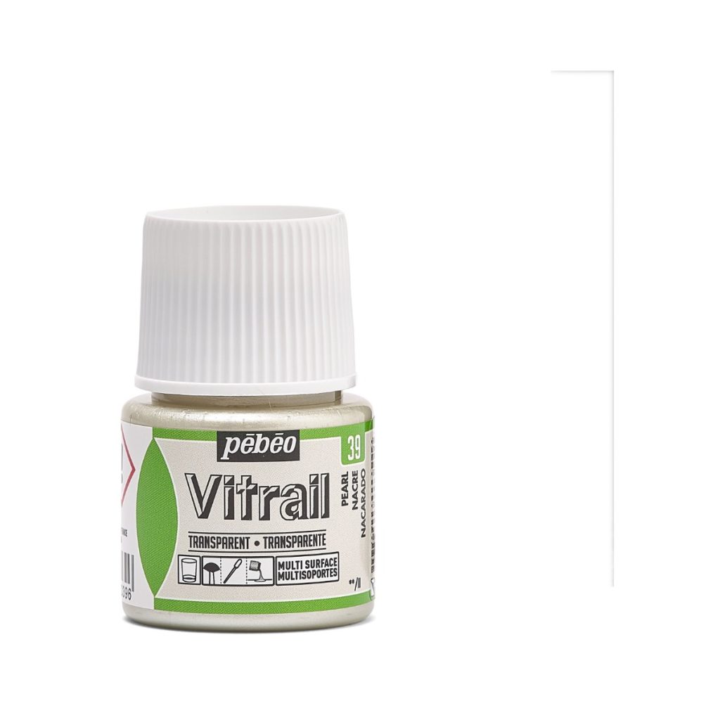 Pébéo Peinture sur Verre VITRAIL TRANSPARENT 45 ML NACRE Vue de face
