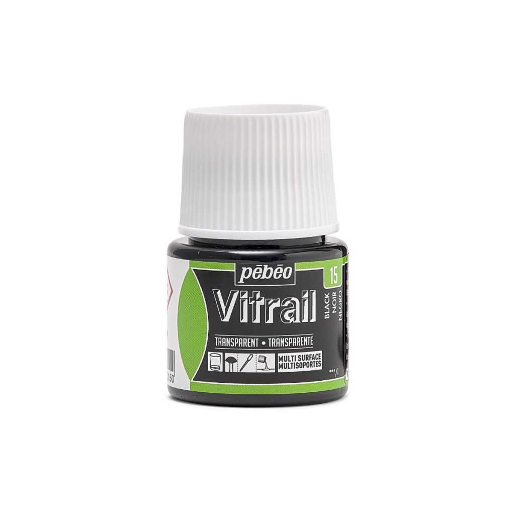 Pébéo Peinture sur Verre VITRAIL TRANSPARENT 45 ML NOIR Vue de face