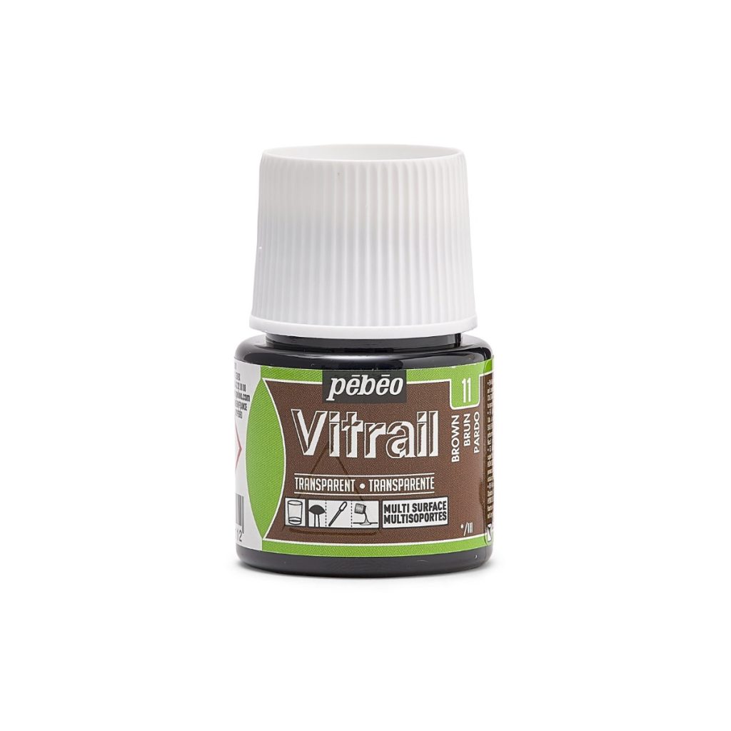 Pébéo Peinture sur Verre VITRAIL TRANSPARENT 45 ML BRUN Vue de face