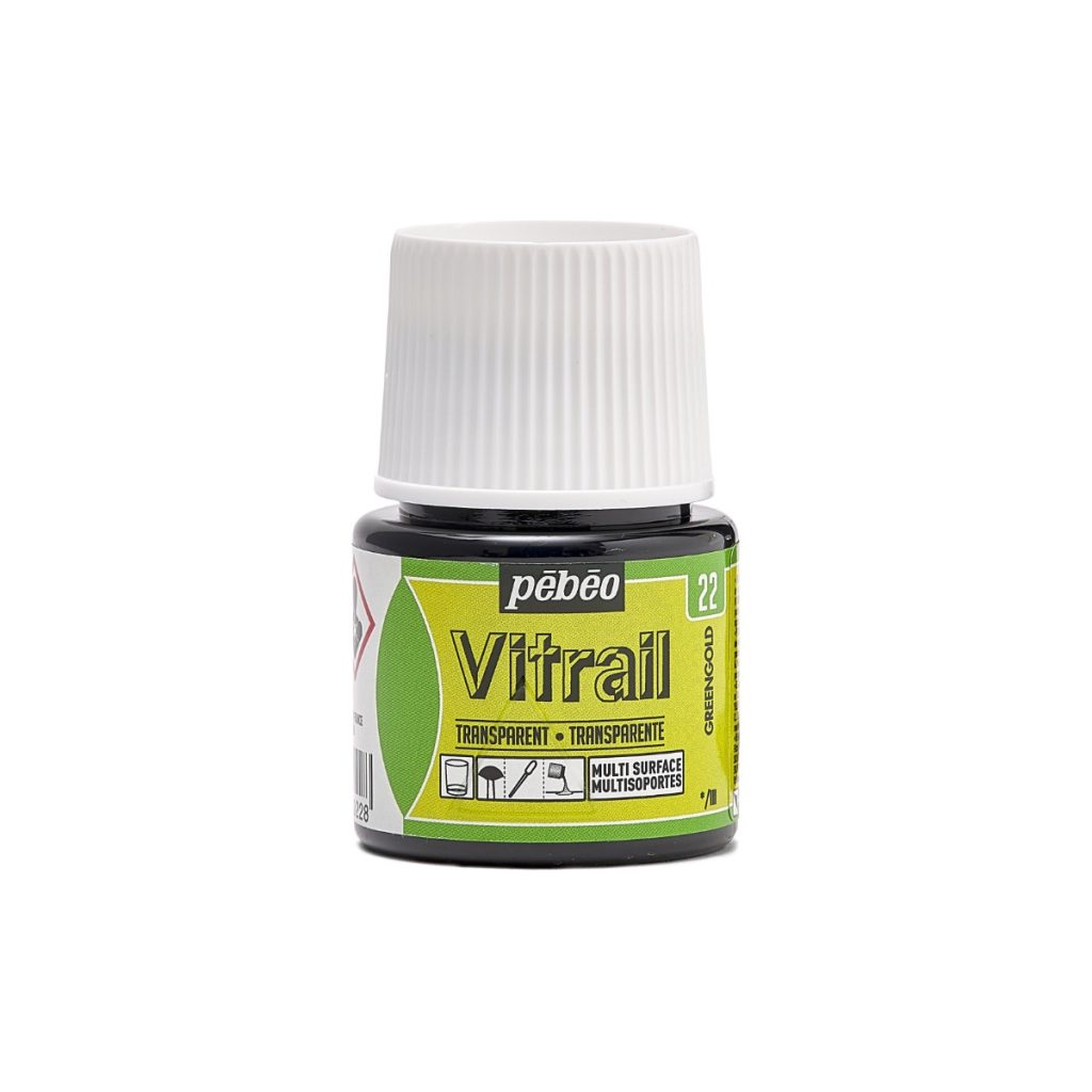 Pébéo Peinture sur Verre VITRAIL TRANSPARENT 45 ML GREENGOLD Vue de face