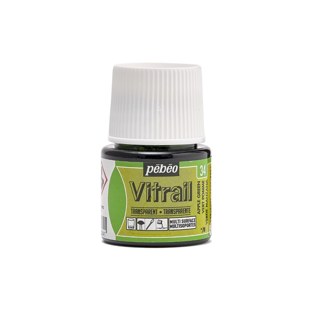 Pébéo Peinture sur Verre VITRAIL TRANSPARENT 45 ML VERT POMME Vue de face