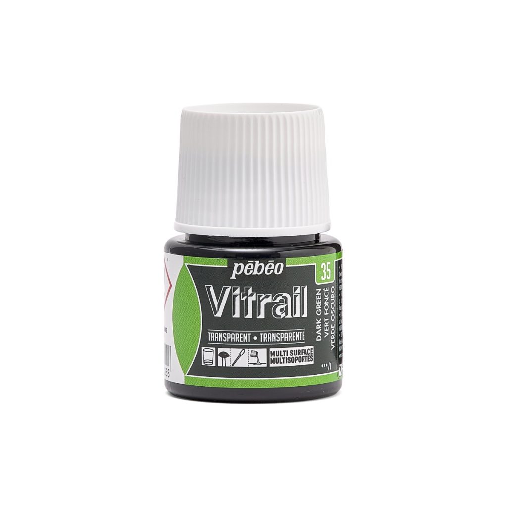 Pébéo Peinture sur Verre VITRAIL TRANSPARENT 45 ML VERT FONCE Vue de face