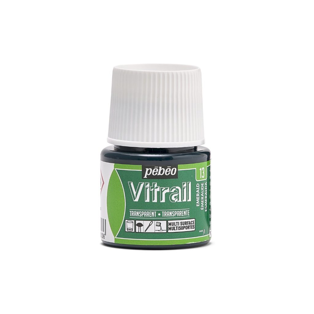 Pébéo Peinture sur Verre VITRAIL TRANSPARENT 45 ML EMERAUDE Vue de face