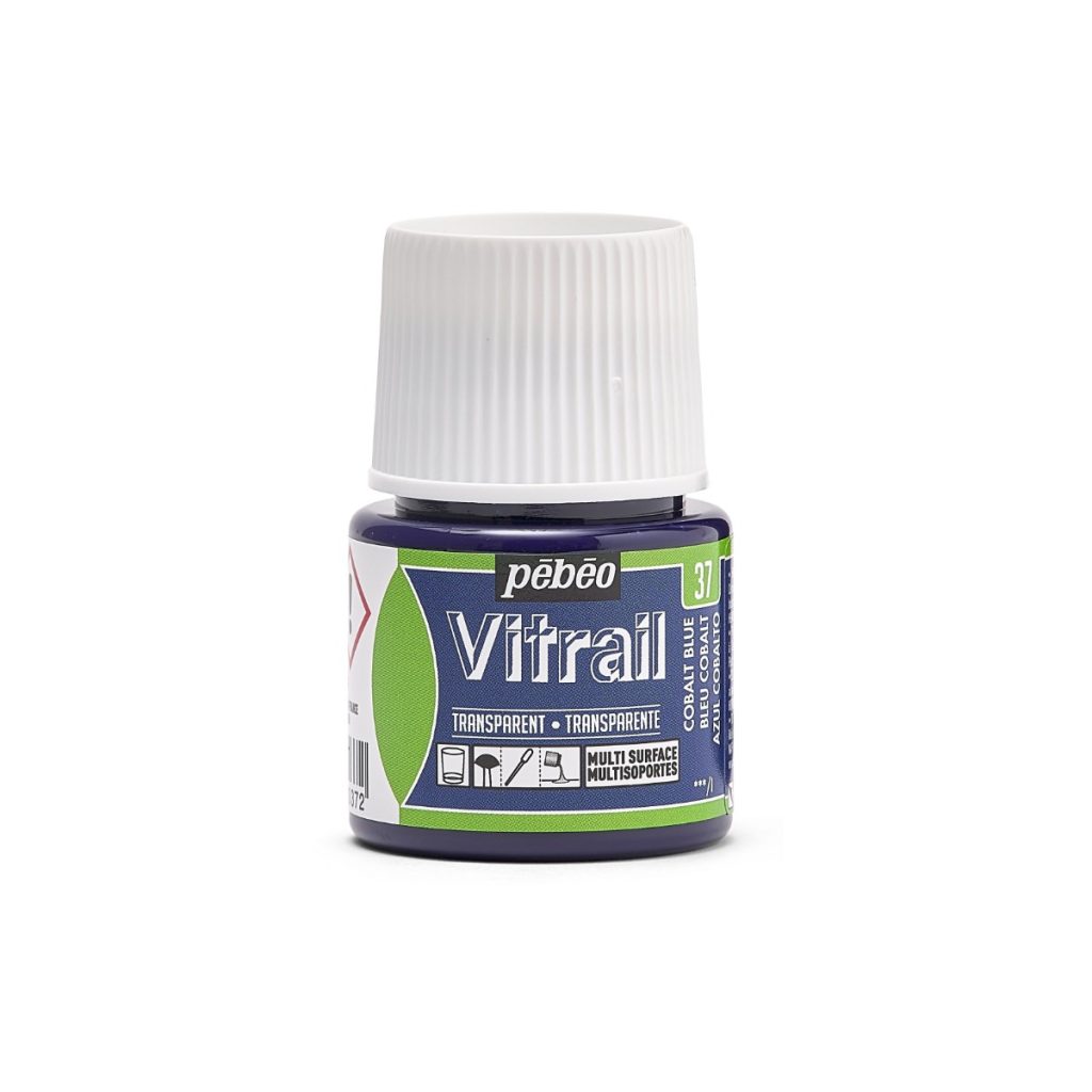 Pébéo Peinture sur Verre VITRAIL TRANSPARENT 45 ML BLEU COBALT Vue de face