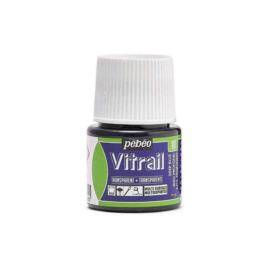 Pébéo Peinture sur Verre VITRAIL TRANSPARENT 45 ML BLEU PROFOND Vue de face