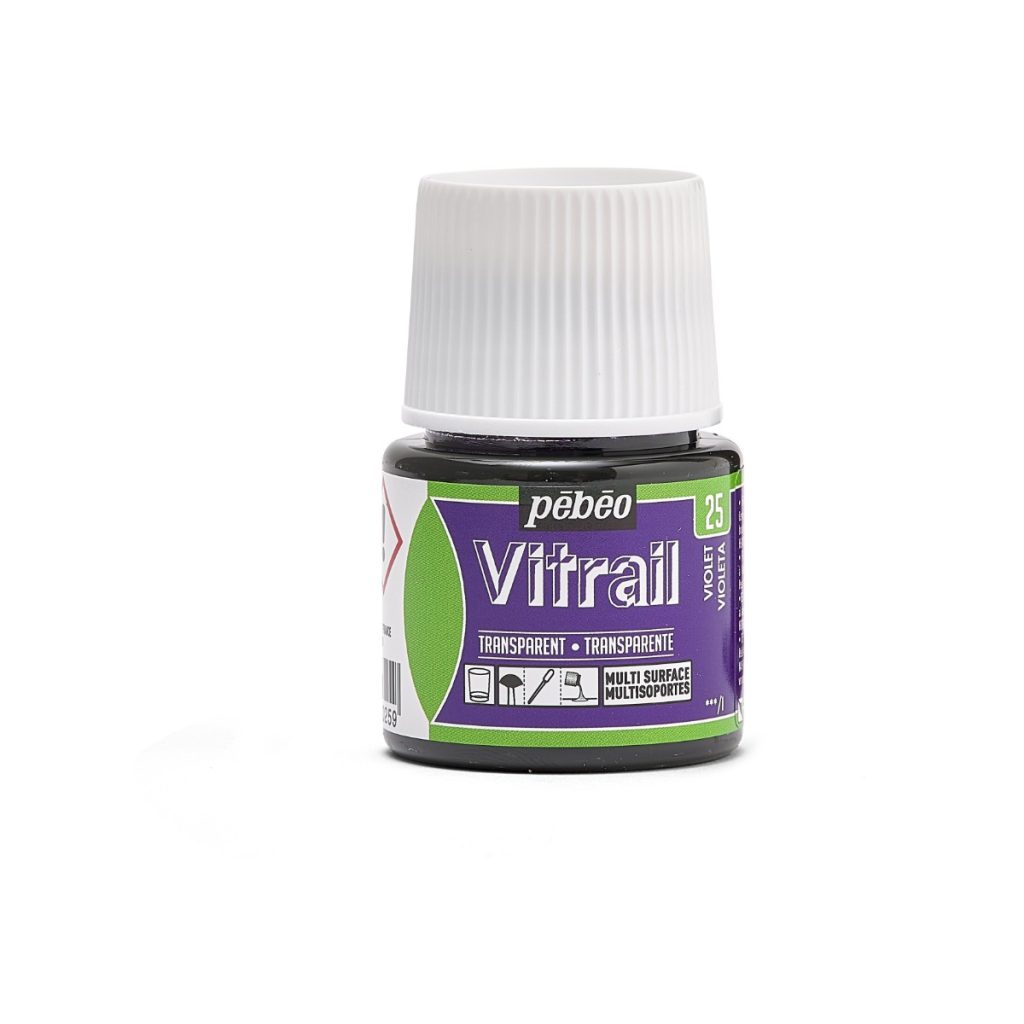 Pébéo Peinture sur Verre VITRAIL TRANSPARENT 45 ML VIOLET Vue de face