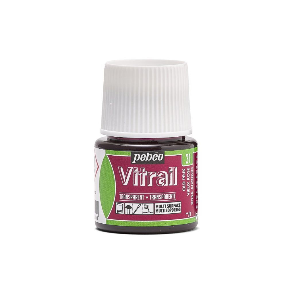 Pébéo Peinture sur Verre VITRAIL TRANSPARENT 45 ML VIEUX ROSE Vue de face