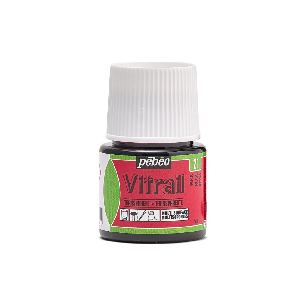 Pébéo Peinture sur Verre VITRAIL TRANSPARENT 45 ML ROSE Vue de face