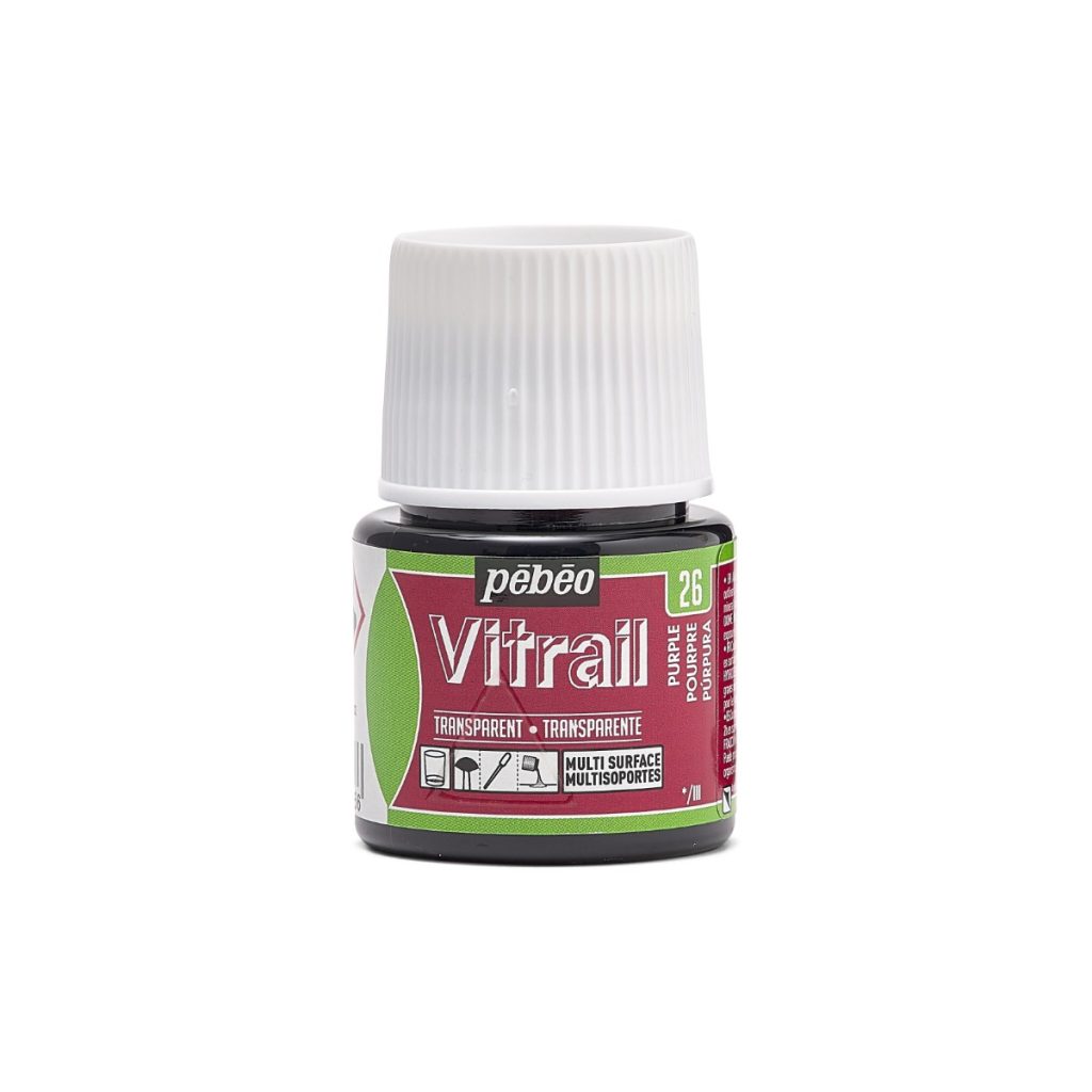 Pébéo Peinture sur Verre VITRAIL TRANSPARENT 45 ML POURPRE Vue de face