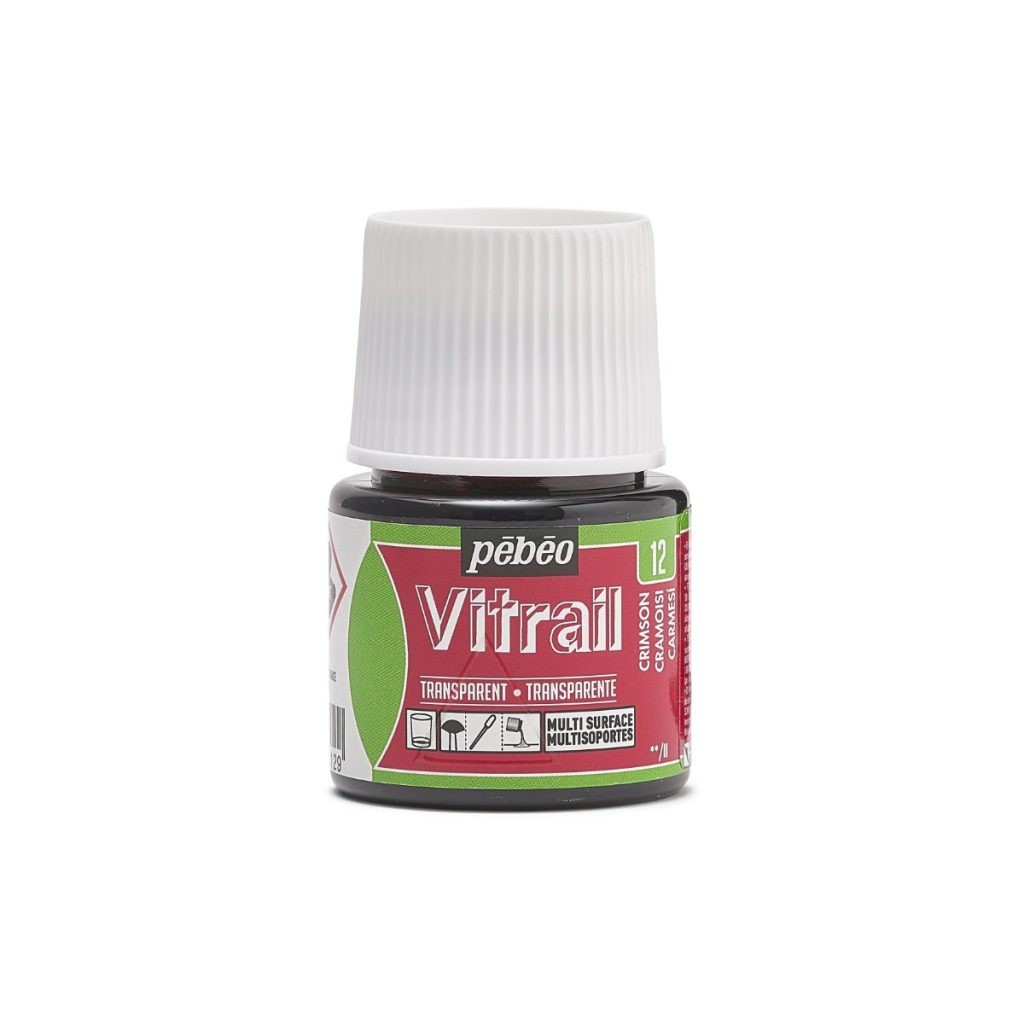 Pébéo Peinture sur Verre VITRAIL TRANSPARENT 45 ML CRAMOISI Vue de face