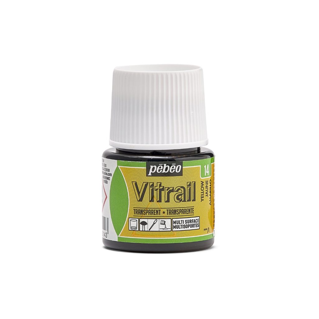 Pébéo Peinture sur Verre VITRAIL TRANSPARENT 45 ML JAUNE Vue de face