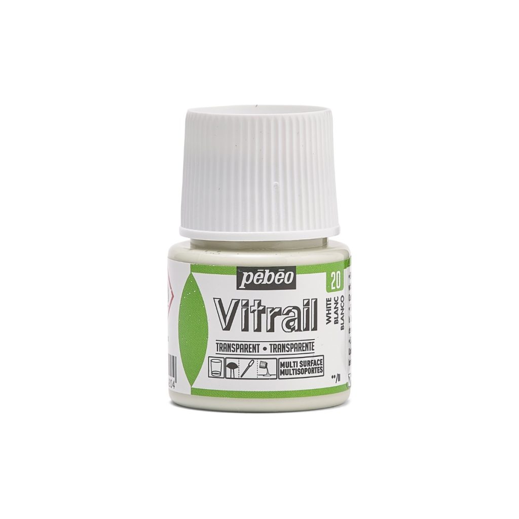 Pébéo Peinture sur Verre VITRAIL TRANSPARENT 45 ML BLANC Vue de face