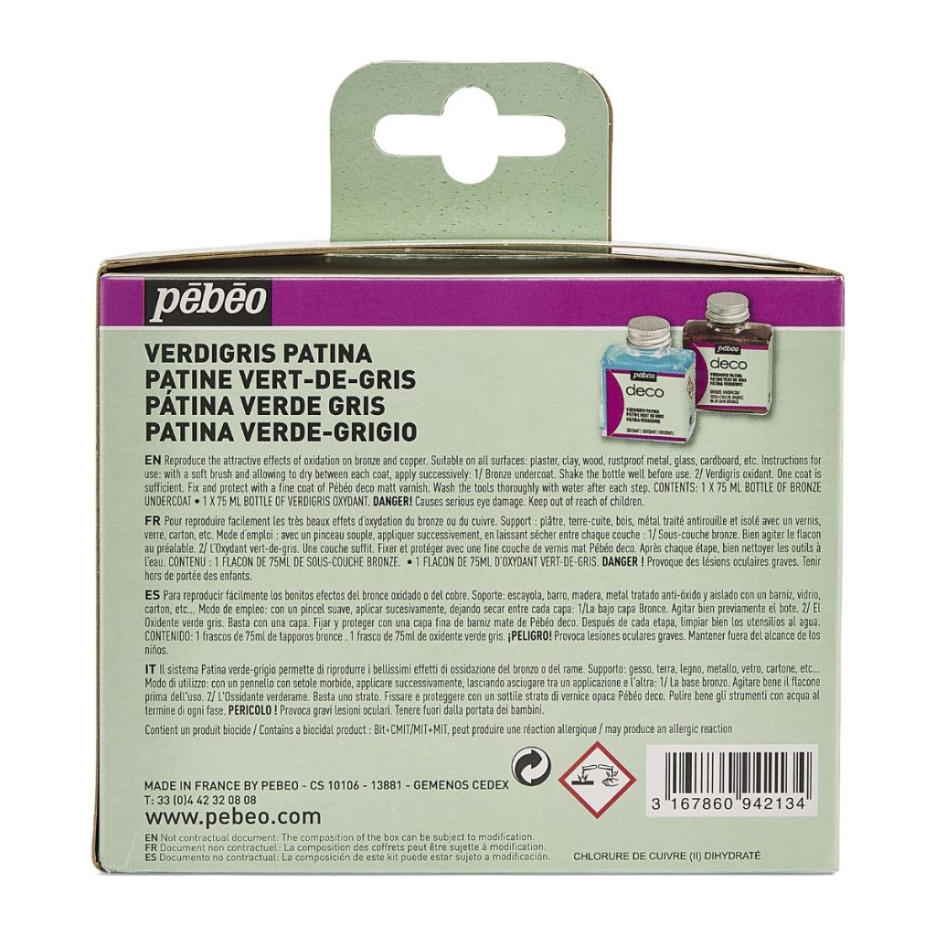 Pébéo DECO AUXILIAIRES KIT PATINE VERT DE GRIS Vue de dos