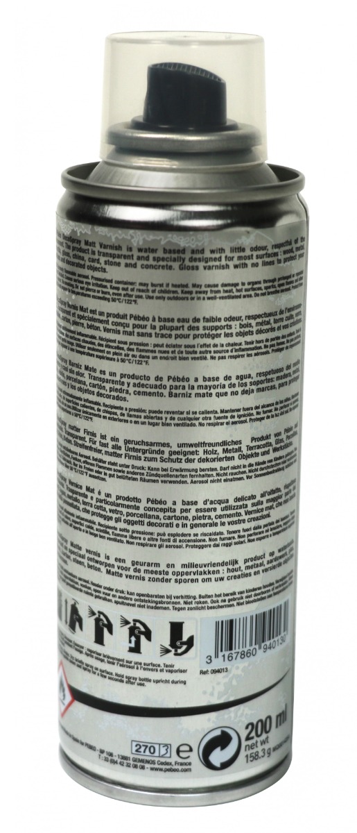 Pébéo Vernis en spray DECOSPRAY 200 ML VERNIS TRANSPARENT MAT Vue de dos