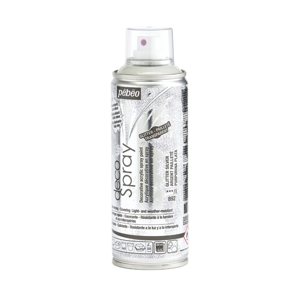 Pébéo Peinture Acrylique en Spray DECOSPRAY 200 ML ARGENT PAILLETE Vue de gauche