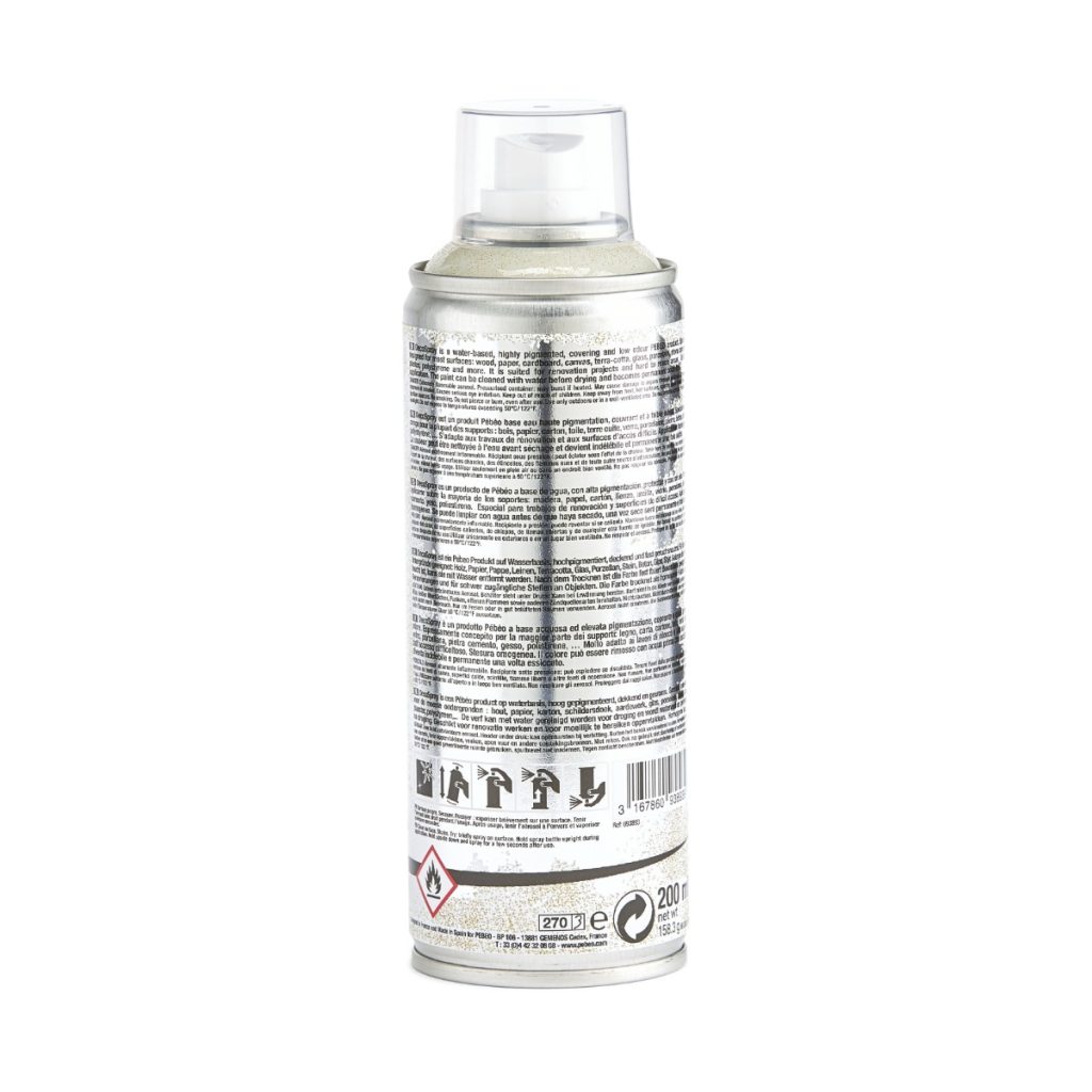 Pébéo Peinture Acrylique en Spray DECOSPRAY 200 ML OR PAILLETTE Vue de dos